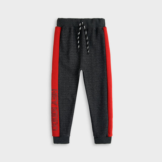 Double Tone Charcoal Grey & Red Fleece Trouser