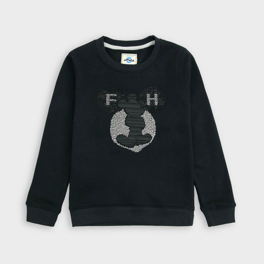 Girls Fancy Black Fleece Sweatshirt