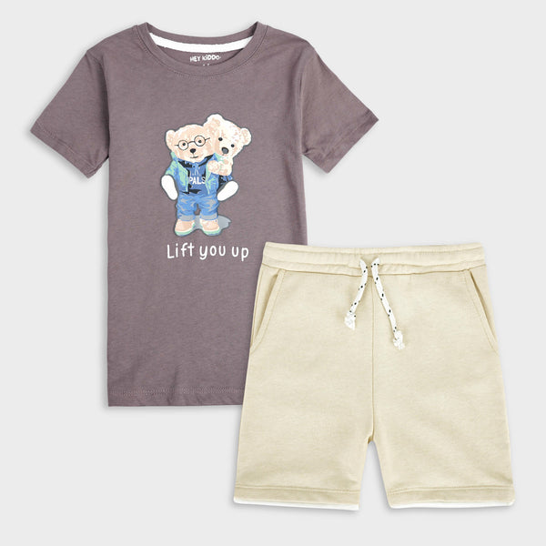 Two Bear Printed T-shirt & Shorts