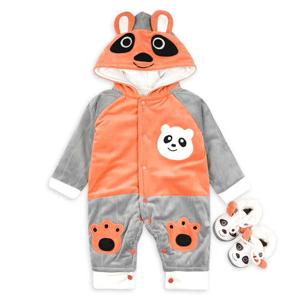 Newborn Panda Winter Fleece Romper + Shoes